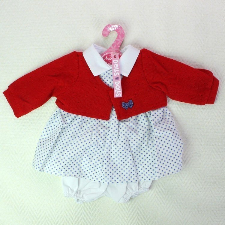 Robe cercles bleus avec veste rouge 40-42 cm