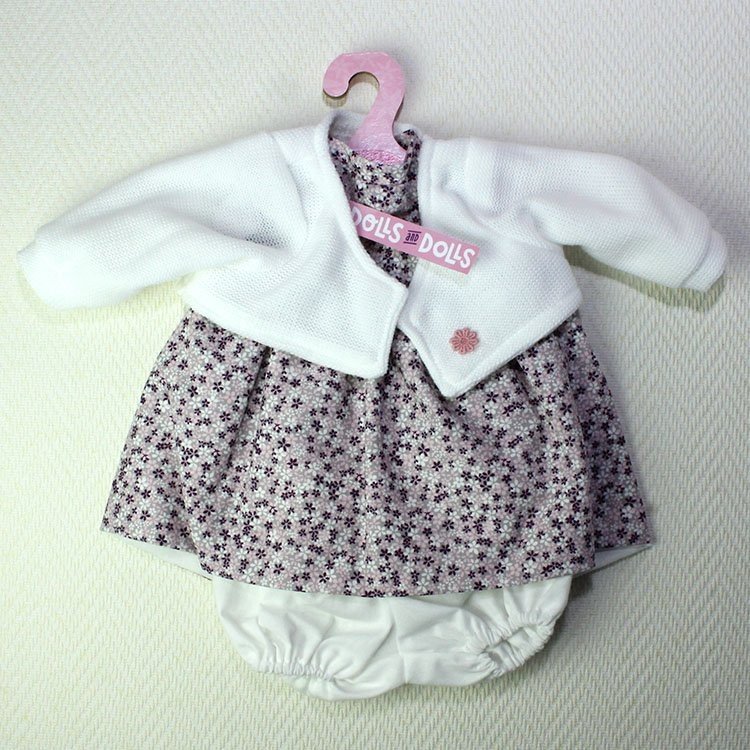 Antonio Juan - Robe fleurs violettes avec veste blanche 40-42 cm