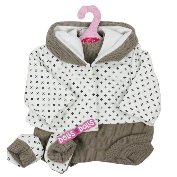 Tenue de poupée Antonio Juan 40-42 cm - Tenue marron avec veste imprimée avec chaussons