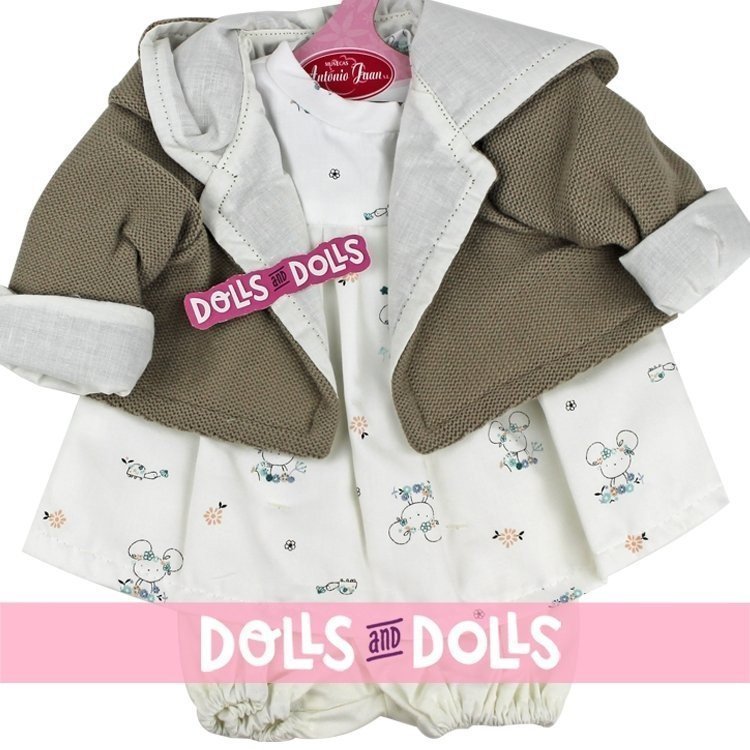 Tenue de poupée Antonio Juan 40-42 cm - Robe imprimée avec veste à capuche marron