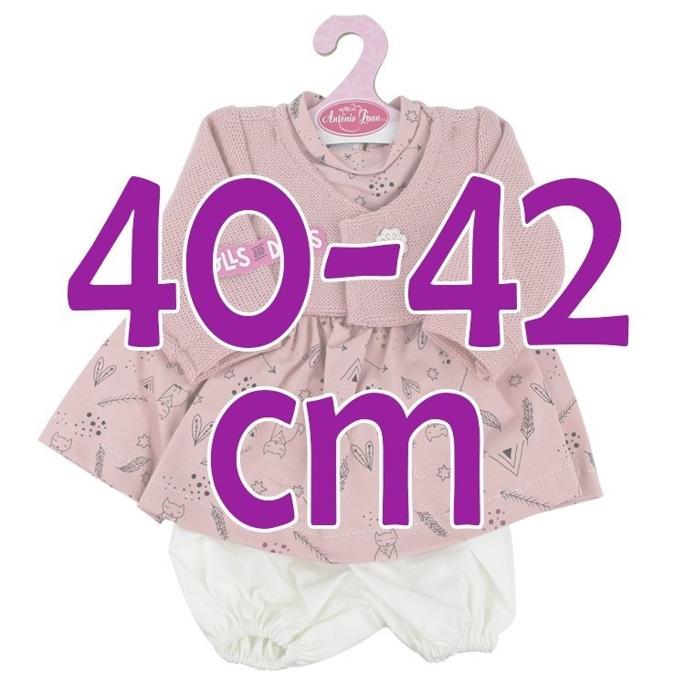 Tenue de poupée Antonio Juan 40-42 cm - Robe imprimée rose avec veste rose