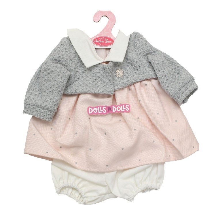 Ensemble pour poupée Antonio Juan 40-42 cm - Robe rose clair à pois gris et veste grise