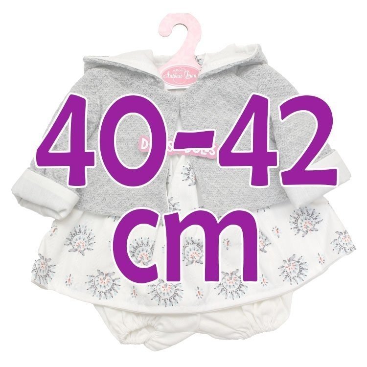 Tenue pour poupée Antonio Juan 40-42 cm - Robe imprimée avec veste grise