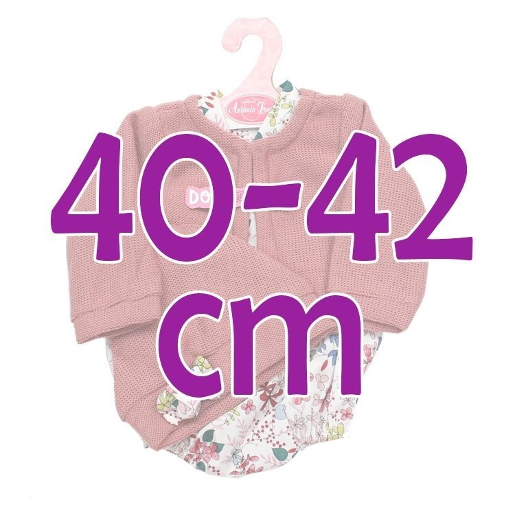 Tenue pour poupée Antonio Juan 40-42 cm - Barboteuse à fleurs avec bonnet et veste rose vif