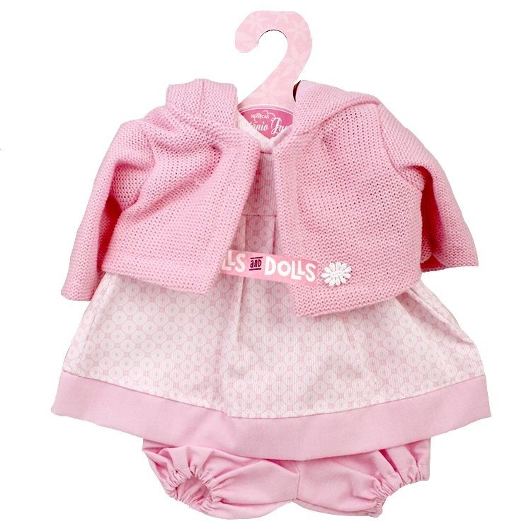 Tenue de poupée Antonio Juan 33-34 cm - Robe imprimée rose avec veste rose