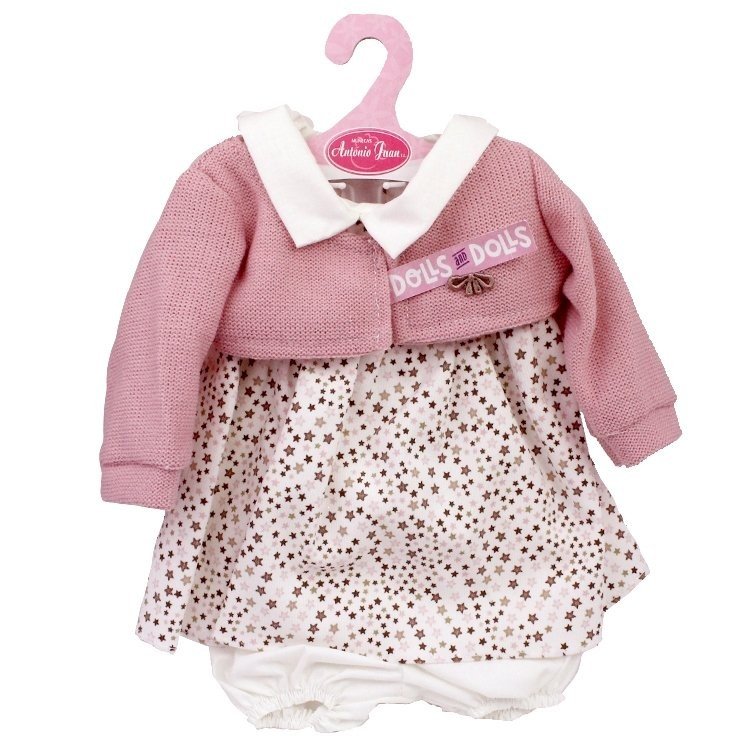 Tenue de poupée Antonio Juan 40-42 cm - Tenue imprimée étoiles avec veste rose pâle
