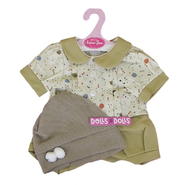 Tenue de poupée Antonio Juan 40-42 cm - Tenue imprimée étoiles avec chapeau