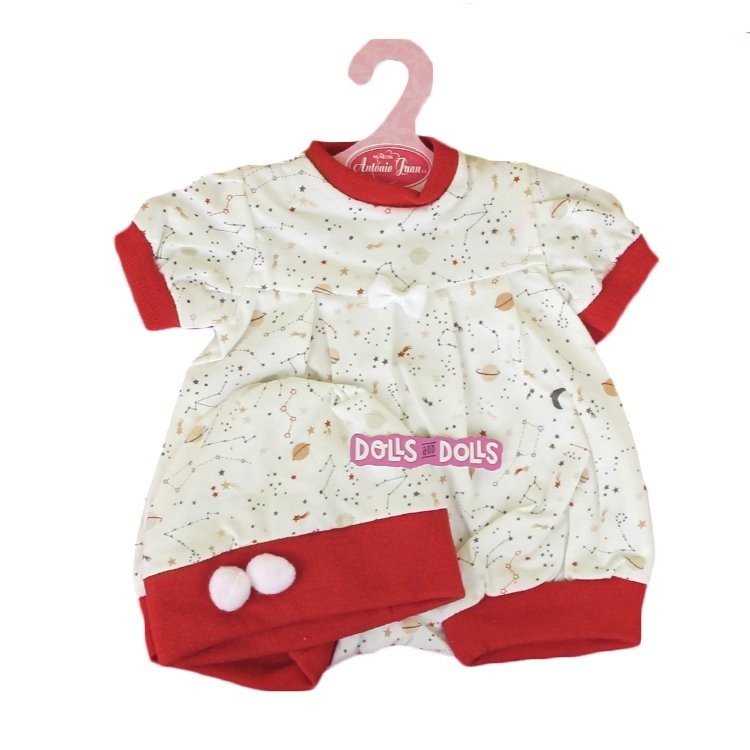 Tenue de poupée Antonio Juan 40-42 cm - Tenue crème imprimée étoiles avec chapeau
