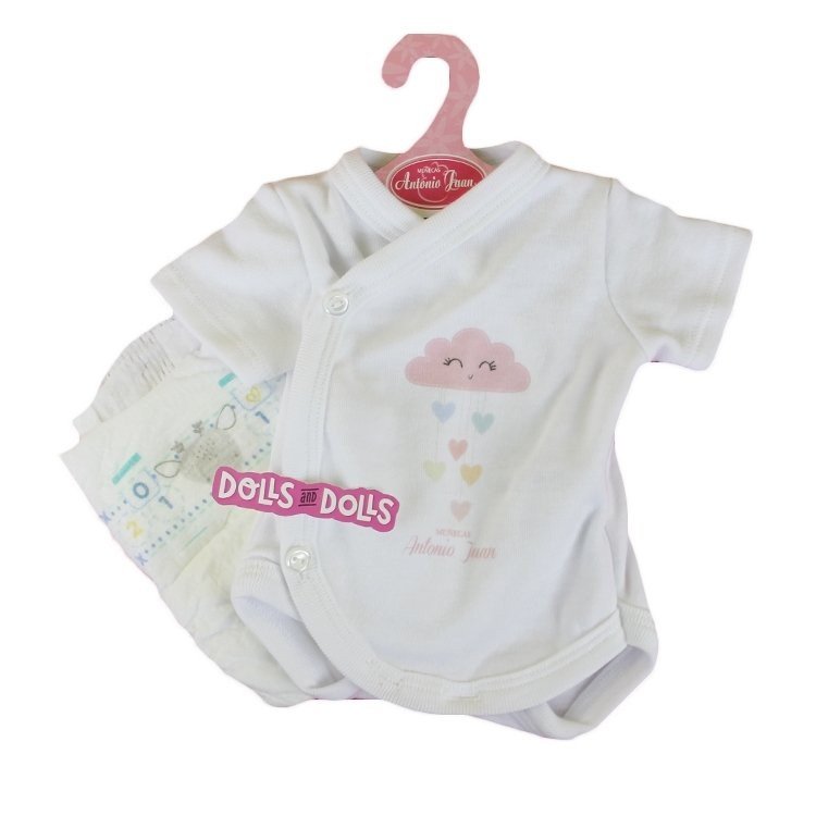 Tenue de poupée Antonio Juan 40-42 cm - Collection Sweet Reborn - Corps blanc avec nuage rose avec couche