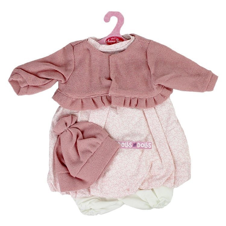 Tenue de poupée Antonio Juan 55 cm - Tenue imprimée de fleurs avec veste à volants et chapeau rose