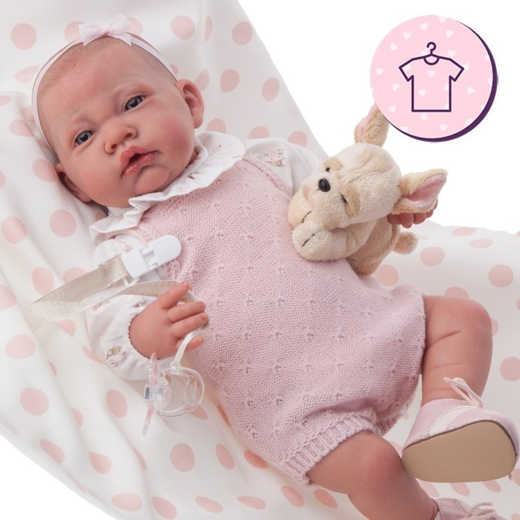 Tenue de poupée Antonio Juan 40-42 cm - Collection Sweet Reborn - Tenue tricotée rose avec couverture