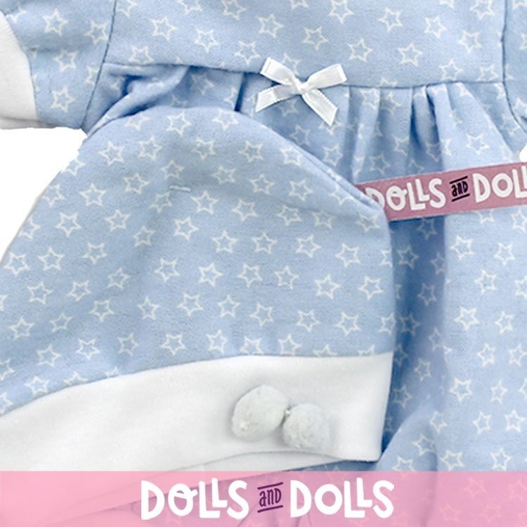 Tenue de poupée Antonio Juan 40-42 cm - Barboteuse bleue à imprimé étoiles avec bonnet