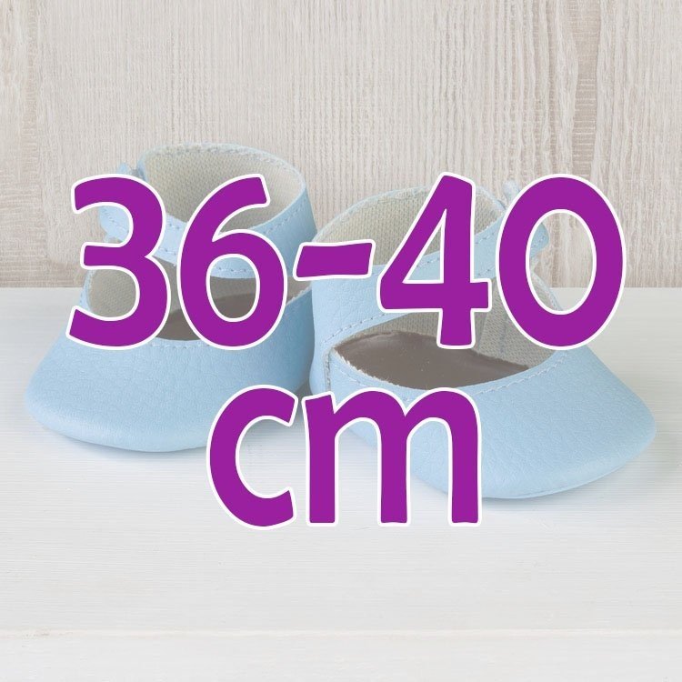 Compléments pour poupée Así 36 à 40 cm - Chaussons bleu clair pour poupée Guille, Koke et Nelly