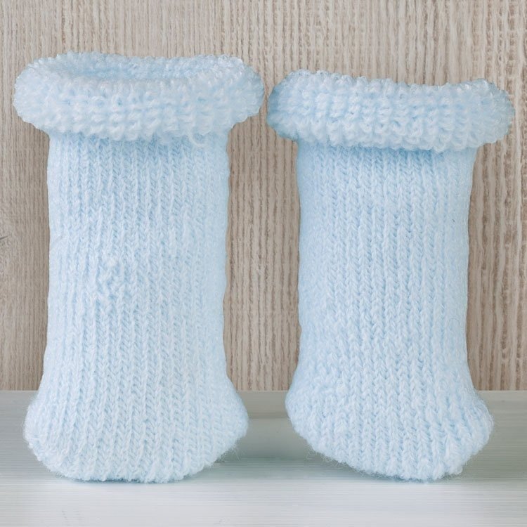 Compléments pour poupée Así 36 à 46 - Bottines en laine bouclée bleu clair