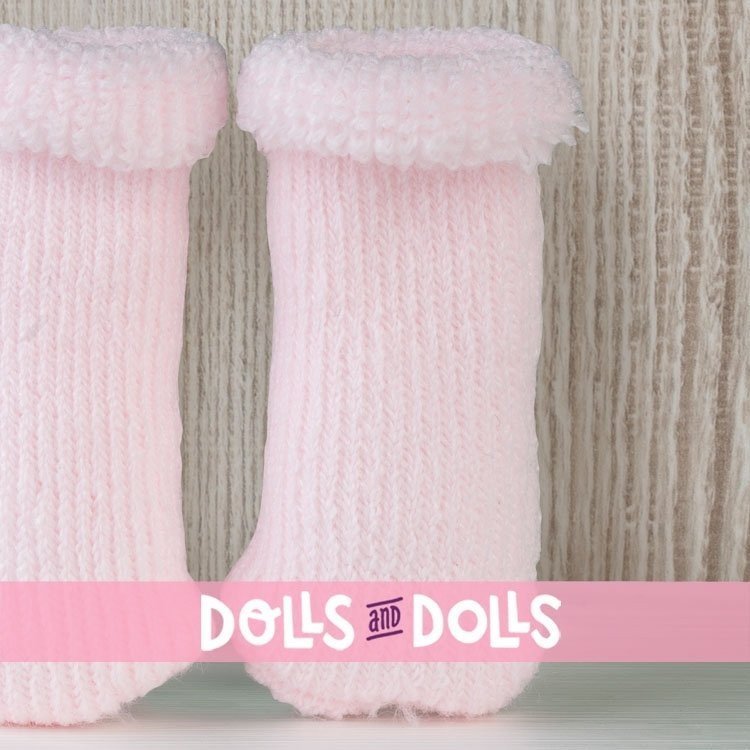 Compléments pour poupée Así 36 à 46 - Bottines en laine bouclée rose