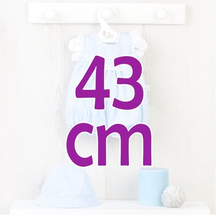 Tenue pour poupée Así 43 cm - Barboteuse bleu clair à pois blancs pour poupée Pablo