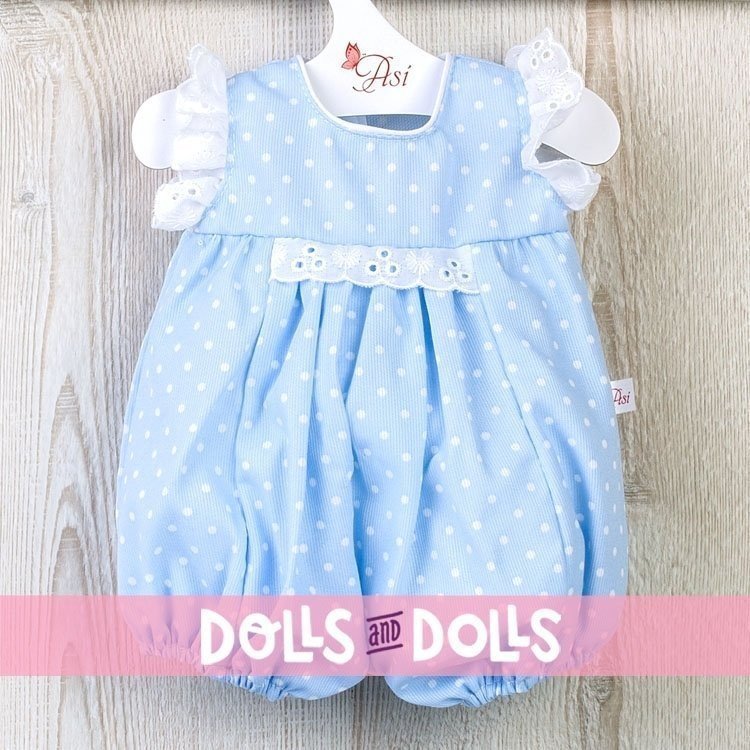 Tenue pour poupée Así 43 cm - Barboteuse bleu clair à pois blancs pour poupée Pablo