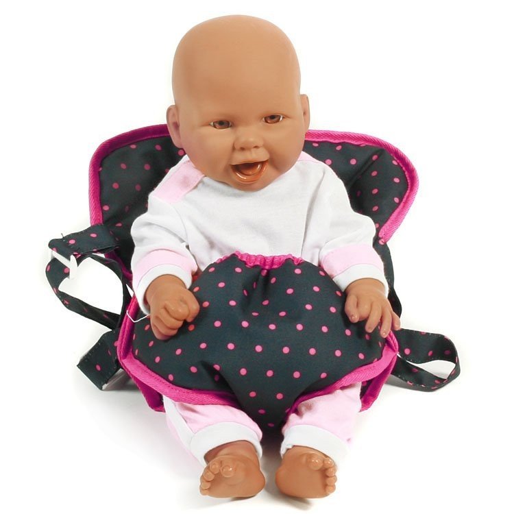 Porte-bébé poupée Bayer Chic 2000 - Fuchsia et Marine à pois