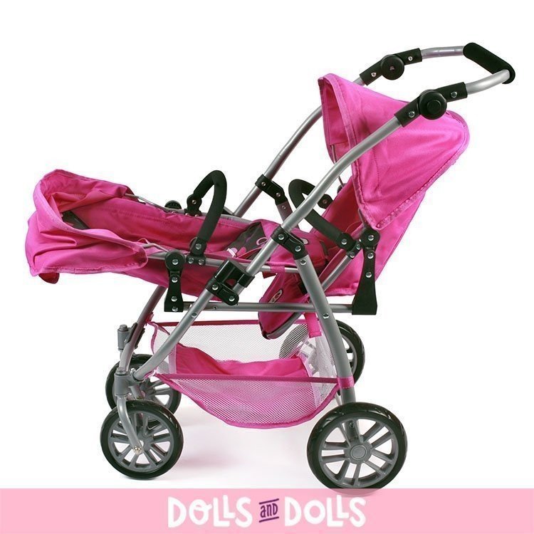 Poussette Vario twin 79 cm pour poupées - Bayer Chic 2000 - Pinky Balls
