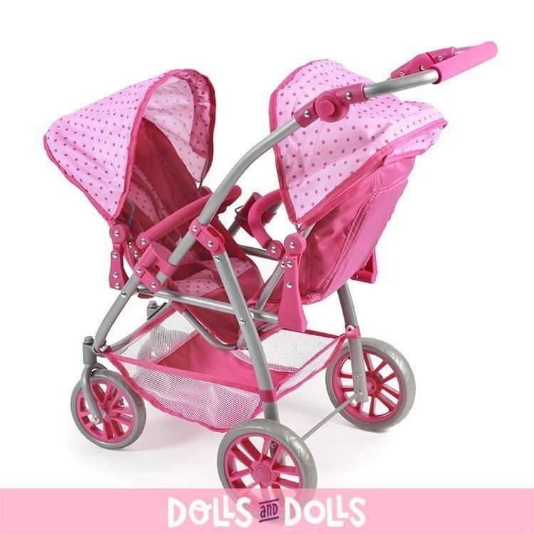 Poussette Vario twin 79 cm pour poupées - Bayer Chic 2000 - Dots Pink