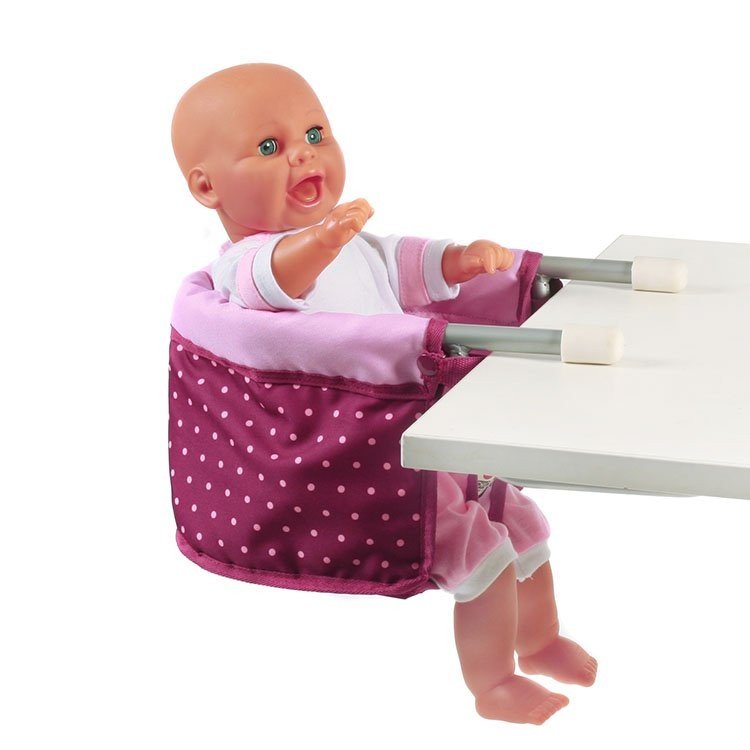 Chaise relevable pour table pour poupées jusqu'à 60 cm - Bayer Chic 2000 - Pois rose framboise