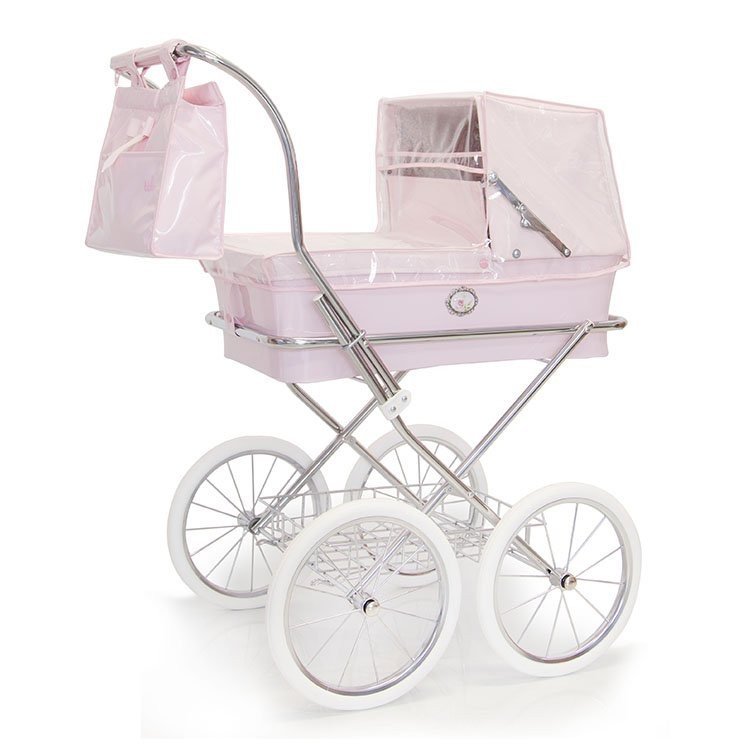 Housse de pluie de couleur rose doux pour landau de poupée Bebelux