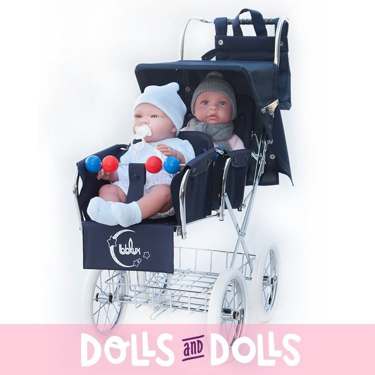 Poussette jumelle de poupée Big Bebelux 77 cm - Marine