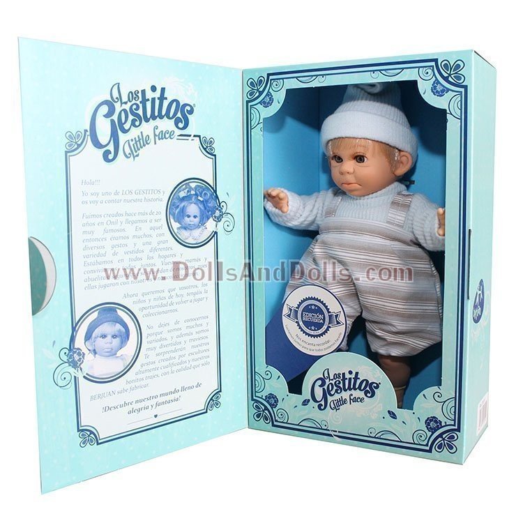 Poupée Berjuan 30 cm - Poupée Gestitos Little face - Casquette garçon