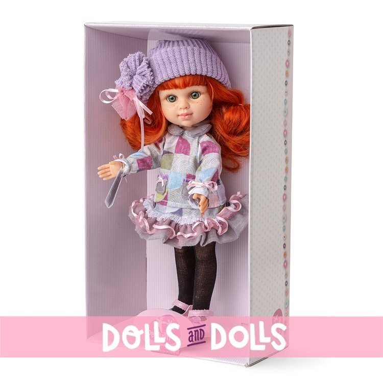 Poupée Berjuan 35 cm - Boutique dolls - My Girl aux cheveux roux avec chapeau liliac