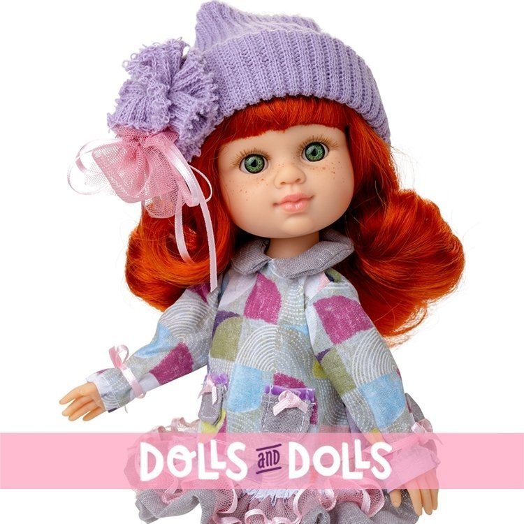 Poupée Berjuan 35 cm - Boutique dolls - My Girl aux cheveux roux avec chapeau liliac
