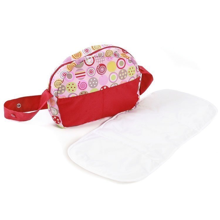 Sac pour landau de poupée - Bayer Chic 2000 - Motif rouge et cercles
