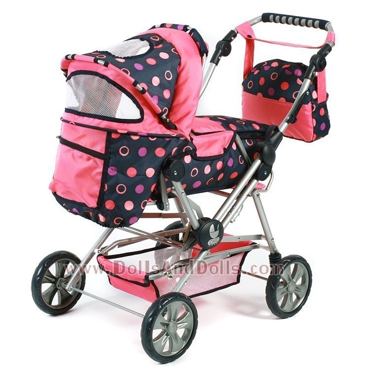 Cochecito Chic Road Star Rosa-Marino circulos 85 cm