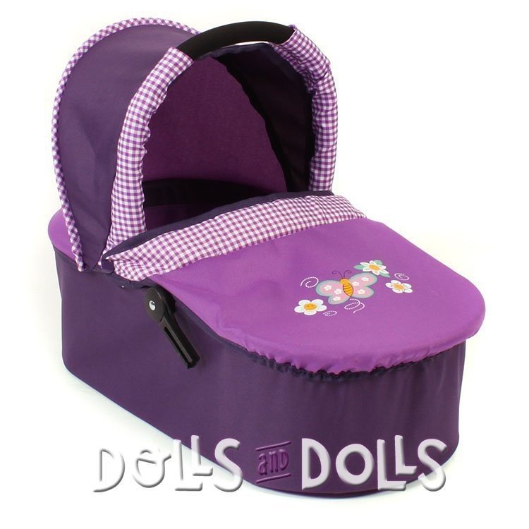 Emotion 2 en 1 landau de poupée 77 cm - Combinaison chaise et nacelle - Bayer Chic 2000 - Carreaux et violet avec papillon