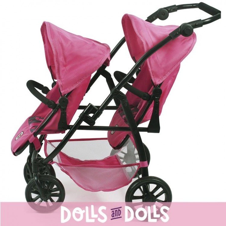 Poussette Vario twin 79 cm pour poupées - Bayer Chic 2000 - Fuschia stars