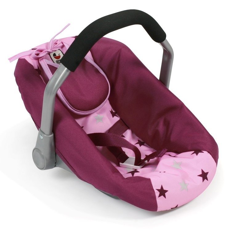 Siège auto pour poupée de 46 cm - Bayer Chic 2000 - Etoiles rose framboise
