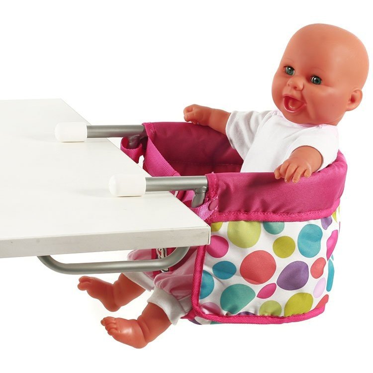 Chaise relevable pour table pour poupées jusqu'à 60 cm - Bayer Chic 2000 - Fuchsia et bulles colorées