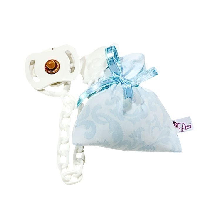 Compléments pour poupée Así Maria & Pablo - Sac tétine bleu paisley avec tétine
