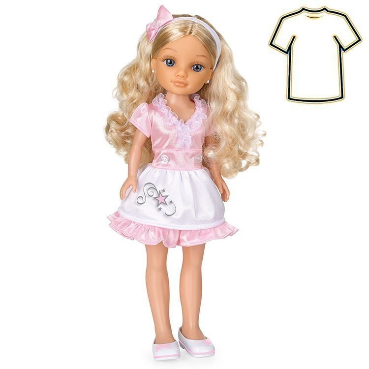 Tenue de poupée Nancy 43 cm - Mode sur cintres - Robe rose avec turban