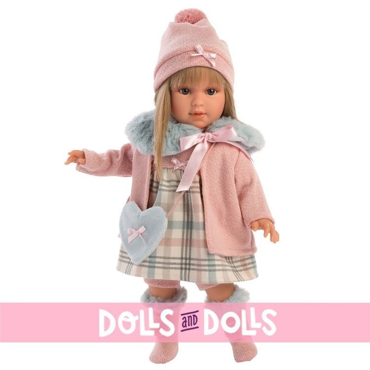Poupée Llorens 40 cm - Tina avec tenue à carreaux