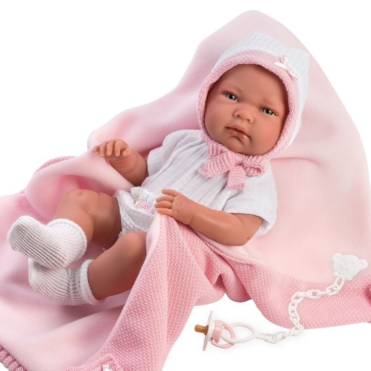 Poupée Llorens 40 cm - Newborn Nica avec couverture rose