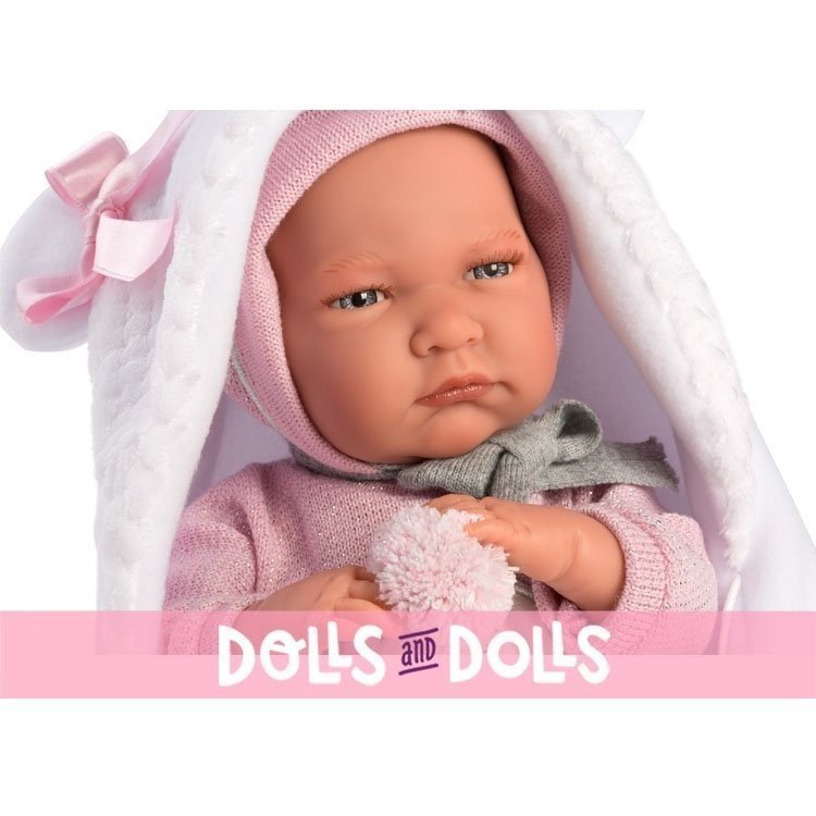 Poupée Llorens 42 cm - Newborn Crying Lala avec cape blanche