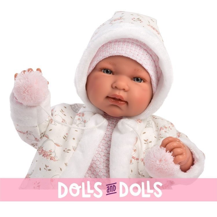 Poupée Llorens 44 cm - Newborn Crying Tina avec couverture rose