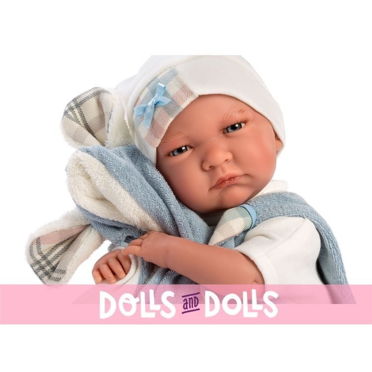 Poupée Llorens 42 cm - Couverture Newborn Crying Lalo avec oreilles