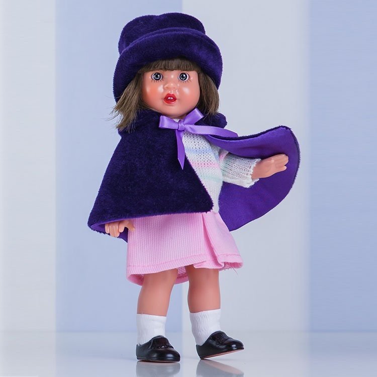 Poupée Mini Mariquita Pérez 21 cm - Avec ensemble manteau violet