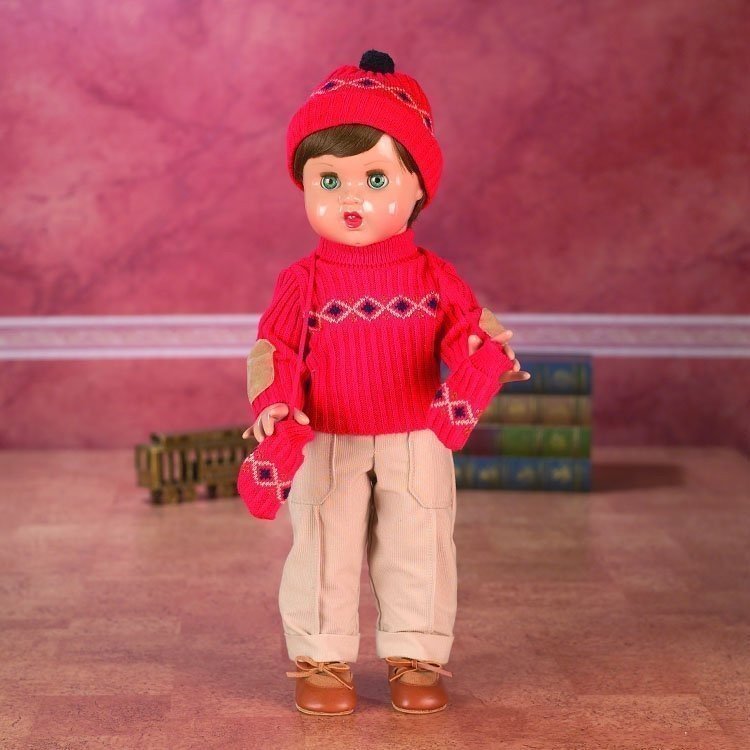 Poupée Juanín Pérez 50 cm - Pull et bonnet rouge