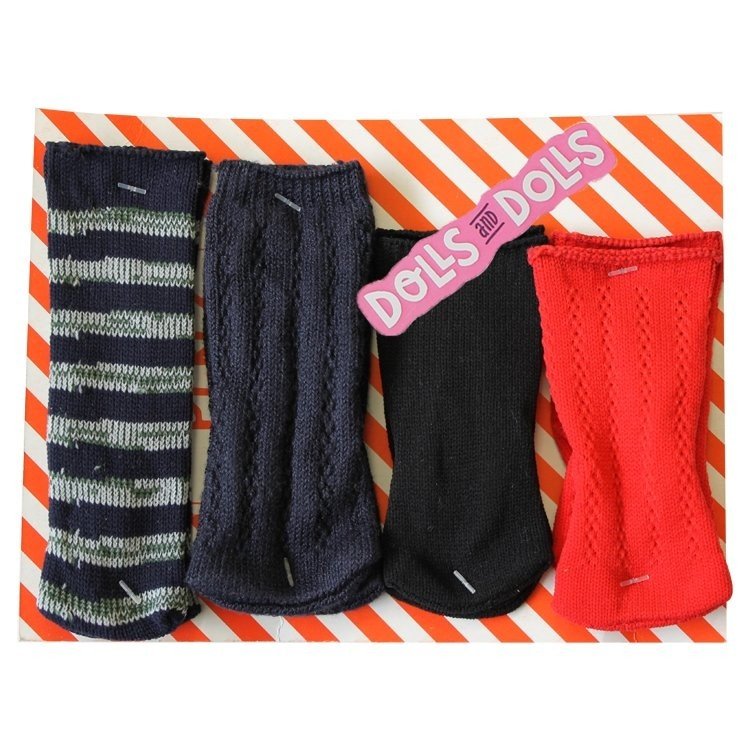 Chaussettes noir / rouge / marine / rayé (une paire pour chaque)