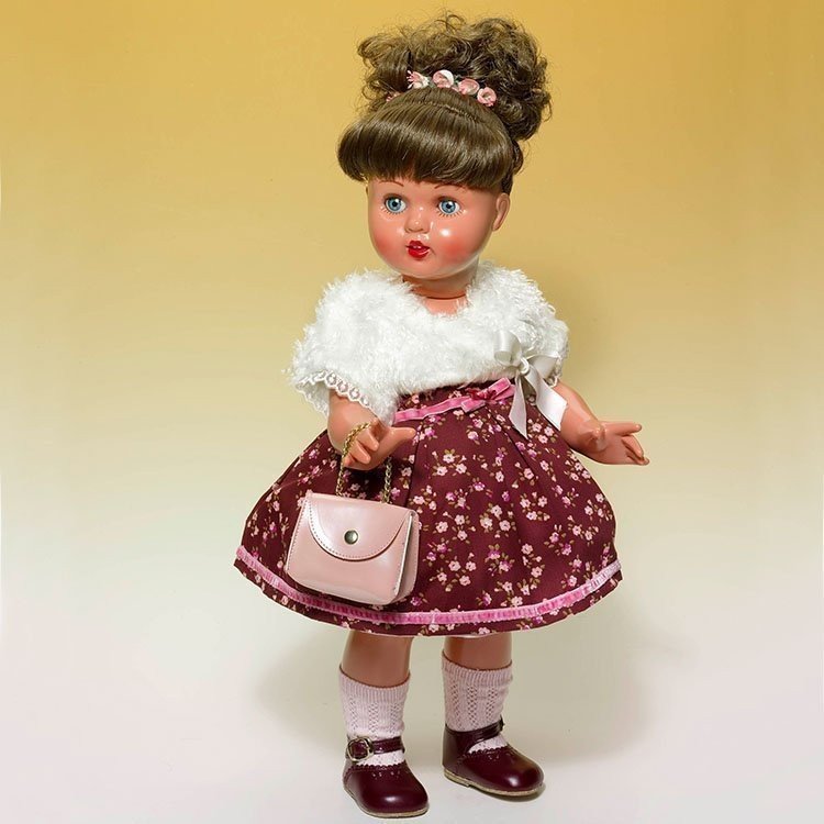 Poupée Mariquita Pérez 50 cm - Robe bordeaux avec châle