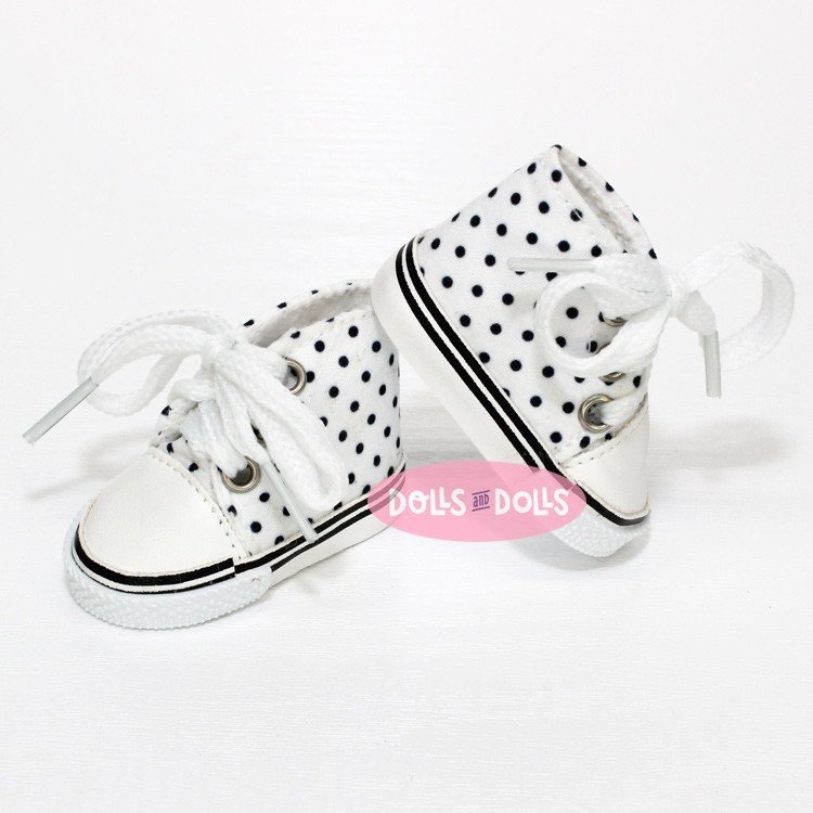 Accessoires pour poupée Nines d'Onil 30 cm - Mia - Chaussures blanches à pois noirs à lacets