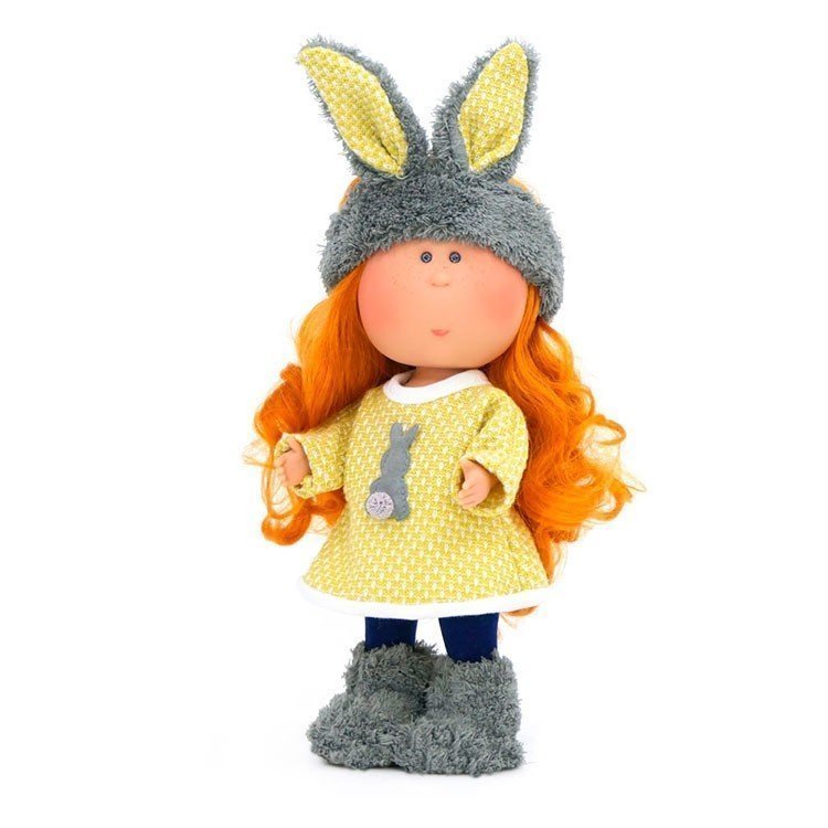 Poupée Nines d'Onil 30 cm - Mia rousse avec ensemble de sport lapin gris