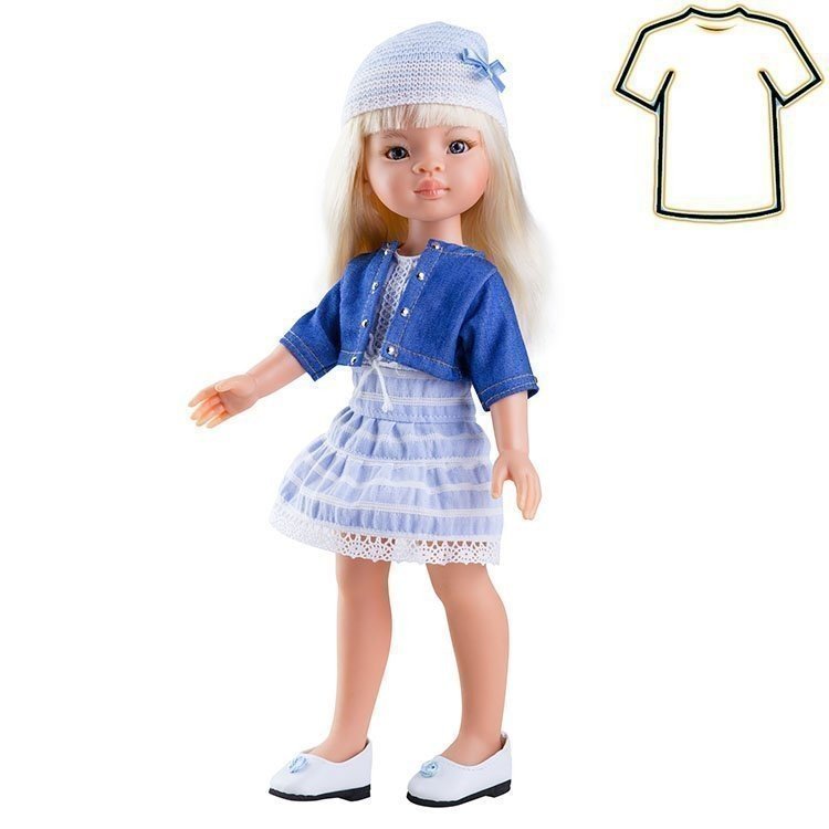 Tenue de poupée Paola Reina 32 cm - Las Amigas - Robe bleue avec chapeau de Manica
